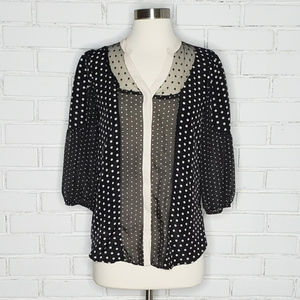 [LC Lauren Conrad] Black Polka Dot Button UpTop